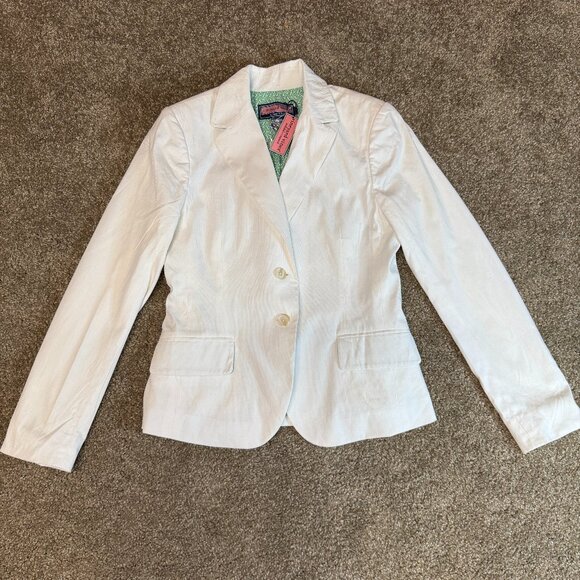 Vineyard Vines Katama Corded Blazer Jacket Womens Small White Single Breasted - Picture 1 of 14